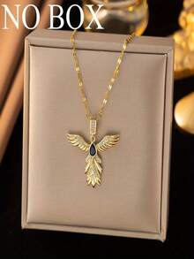 1pc Wing Pendant Necklace, Fashionable Creative Design, Minimalist Style Suitable For Daily Wear And Vacation (OPP Bag Packaging) - Green - View 6