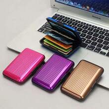 Waterproof Magnetic Aluminum Alloy Credit Card Holder, Business Card Case, Aluminum Public Transit/Bank Card Wallet - Multicolor - View 3