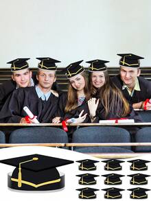 10 chiếc mũ tốt nghiệp màu đen và vàng có thể điều chỉnh kích thước năm 2026, kèm dây chun, quà tặng tốt nghiệp, trang trí tiệc tốt nghiệp, đồ chơi nhập vai - Màu đen - Nhiều màu - Xem 3