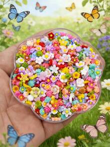 100/200/300/500/1000pcs Pack Cute Mini 0.75cm/0.29inch Flat Flower Resin Embellishments, For Jewelry Making - 100 Flowers - View 8
