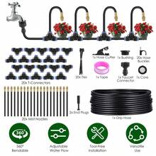 360° Bendable Drip Irrigation System With 49FT 5/8" Tubing Hose 5/16" Faucet Connector Automatic Watering Misting Kit For Garden Greenhouse Yard Lawn - Đen - Xem 12