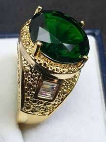 1枚男士时尚奢华绿色锆石戒指，婚礼、订婚、派对珠宝礼物 - 綠色 - 查看 3