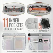 Large Teacher Tote Bag Laptop Bag For Women Work Bag Laptop Tote Nurse Bag Professional Computer Messenger Bag With Insulated Pocket, Laptop Briefcase For Office, College, Nursing - 灰色 - 查看 5