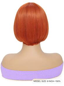 Short Straight Wig With Bangs, Synthetic Hair, Orange Color - S350 - View 2