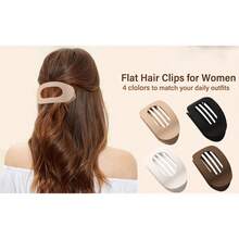 4PCS Flat Hair Clips For Women, French Design Flat Hair Claws, Secure Hold Inner Teeth Hair Claw Clips, Strong Hold No Slip Hair Barrettes For Lying Down Holiday Christmas Gifts - 4 種顏色 - 查看 1