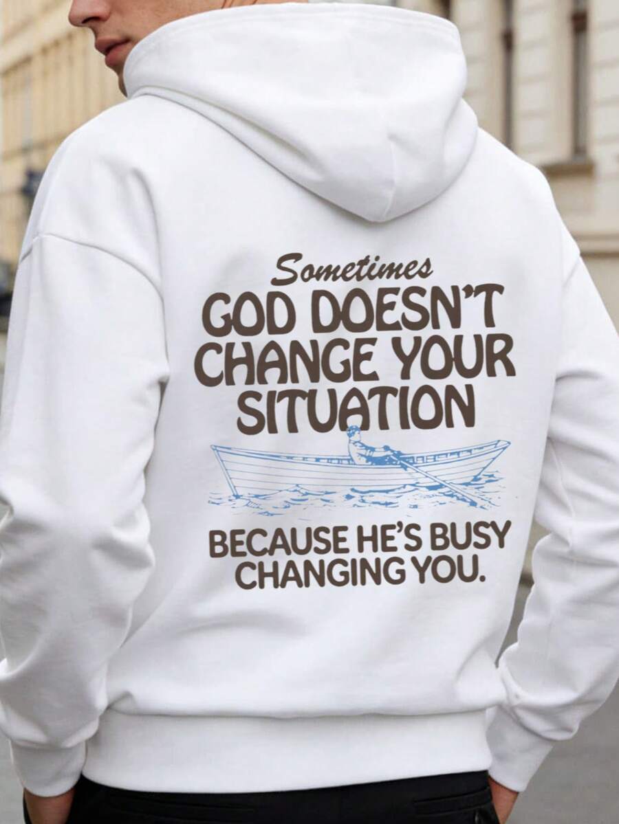 Bluza z kapturem unisex w kolorze białym: inspirujący cytat, luźny krój w swobodnym stylu, miękki materiał, idealna na co dzień jesienią i zimą oraz jako prezent - Biały - Zobacz 1
