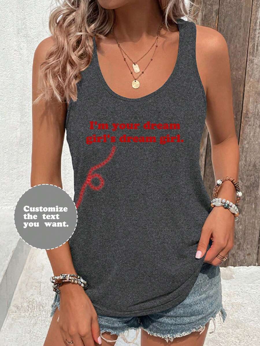 Tự thiết kế áo tank top nữ theo yêu cầu. Thêm văn bản của riêng bạn (khẩu hiệu/câu nói/thái độ/châm ngôn sống) và thiết kế hình in độc đáo của riêng bạn. - Màu xám đen - Xem 1