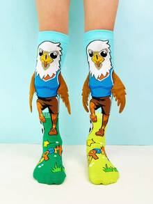 1双儿童过膝袜，趣味袜子，搞怪袜子，儿童袜，饰有可爱的灰色兔子图案和3D兔子耳朵装饰。适合所有季节，是节日、儿童派对、情人节、复活节、假期、户外活动和日常穿着的完美礼物。 - 淺藍色 - 查看 3