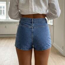 Women's Mini Denim Shorts Summer Fashionable Solid Color Low Rise Jeans Shorts With Pockets - Medium Wash - View 6