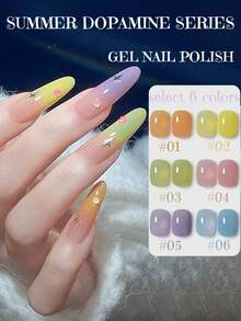 10ml New Popular Colorful Macaron Candy Series 6 Color Gel Nail Polish 2026 Summer Dopamine Pink Green Blue Orange Gel Nail Art Nail Supplies Suitable For All Seasons - Multicolor - View 14