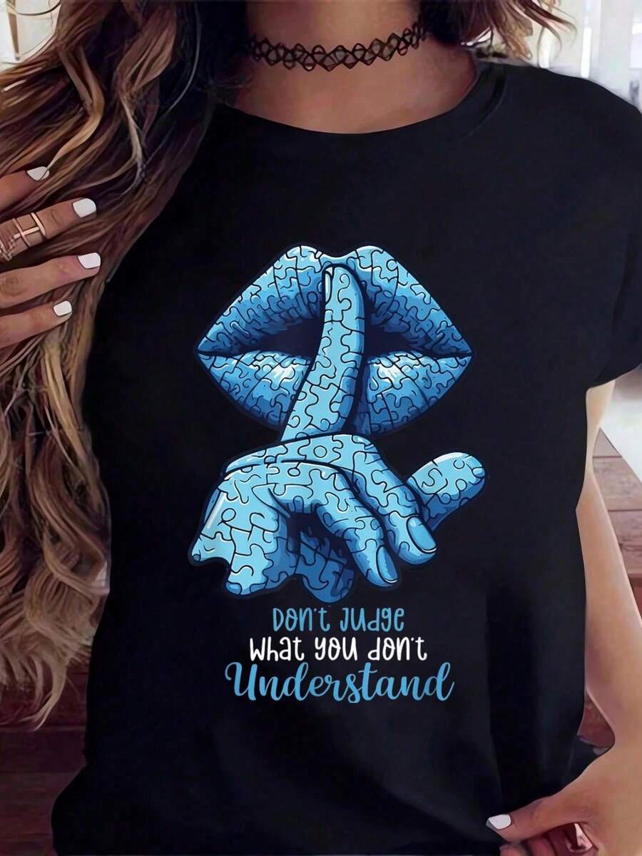 Autism Awareness T Shirt Dont Judge What You Dont Understand Puzzle Piece Hands Design For Autism Support And Awareness, 220g - Black - View 1