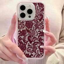 Ốp lưng điện thoại TPU trong suốt 2 trong 1 màu đỏ rượu vang, họa tiết ren nhiều màu sắc, chống sốc, bao phủ toàn diện, tương thích với iPhone 17/16/11/12/13/14/15/15 Pro/15 Plus/15 Pro Max/12 Pro/13 Pro/14 Pro/11 Pro Max/12 Pro Max/13 Pro Max/14 Pro Max/14 Plus/16 Pro/16 Plus/16 Pro Max/17 Pro Max - Nhiều màu - Xem 4