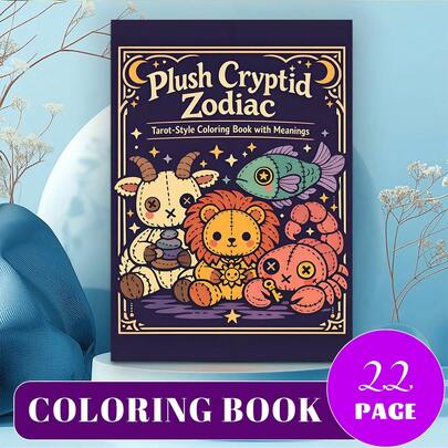 (Upgraded Deluxe Version, Thicker Paper, 20.5*20.5cm) "Plush Mysterious Creature Zodiac Coloring Book, Tarot Card Style Pages", Suitable For Couples And Families, Suitable For Parties, Valentine's Day, Birthday And Other Holidays. Painting And Learning Supplies, 22 Pages, Book, Coloring Book, Learning Supplies, School, Christmas, Halloween, Birthday, Back To School Gift, Coloring Book