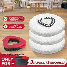 Repuestos de microfibra para el sistema de cubo de un solo tanque O-Cedar EasyWring, no incluye el cubo ni el mango. Juego de cabezal de mopa giratoria para pisos duros - Fregona triangular, paquete de 3 + 1 cepillo - Ver 1