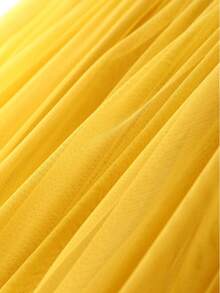 Elegant Women's New High Waist Slimming Mesh Layered A-Line Skirt Spring Yellow - Yellow - View 4