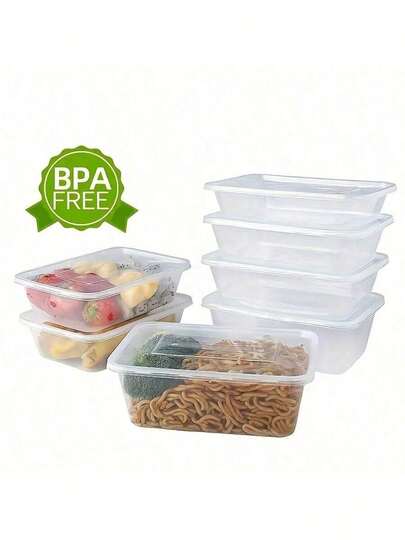 50pcs Plastic Food Storage Containers With Snap Lids - 50ml, Stackable And Microwave , Suitable For Meal Prep And Takeout, Rectangular Bento Boxes For Healthy Eating, Meal Prep Containers (Transparent Food Containers! Comes With Elegant Design)