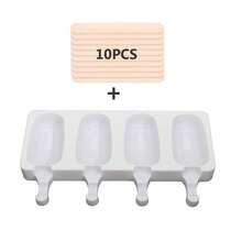 四格硅胶冰淇淋模具，DIY自制冰棒模具，冰格，母亲节礼物，送给妈妈的礼物，烘焙用品 - 彩色 - 查看 10