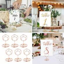 10pcs Romantic Heart Shape Place Card Mini Metallic Photos Clips Paper Clamp Clamps Stand Table Numbers Holder Wedding Supplies - Orange (1 Piece) - View 1
