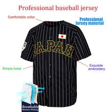 MEAN MACHINE Men's #16 Ohtani Japan Samurai Black Pinstriped Baseball Jersey,Game Training Number Shirt Stitching,World Baseball Classic Fan Gift - Black - View 3