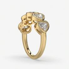 18K镀金浪漫心形锆石女士结婚订婚戒指，情人节礼物 - 金色 - 查看 4