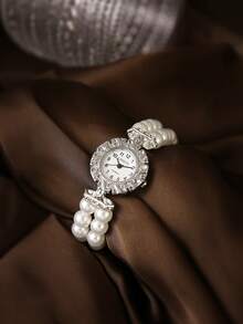 1pc Fashion Casual Youth Quartz Watch, Gold Bangle Style Dial, Suitable For Daily Matching, Ideal Student Back-To-School/Graduation Gift - White - View 3