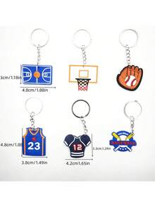13pcs Creative New PVC Soft Rubber Sports Series Keychains Featuring Basketball, Football, Billiards, Jerseys; Backpack Charms, Suitable For Christmas, Halloween, New Year, Birthday Parties, And Handbag Gifts - Multicolor - View 5