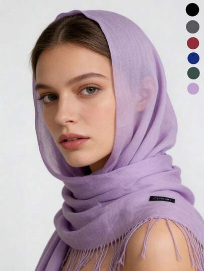 1pc Classic Solid Color Elegant Lightweight Scarf, Versatile For Vacation, Photography, Party, Spring/Summer New Design For Women