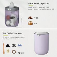 Mini Desk Trash Can With Swing-Top Lid 0.4 Gallon Small Table Round Wastebasket For Office, Home, Car (Lavender) - Lavender15Liters - View 4