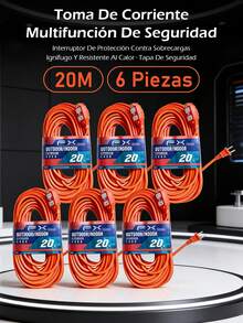 Cables de extensión de alto rendimiento para el hogar, de 15 m de longitud, cables de extensión de energía con enchufes para herramientas pesadas y viajes. - 6 piezas - Ver 14