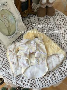 Tongaroo 春季新款可爱印花蕾丝边宠物猫狗衬衫，适合贵宾犬、马尔济斯犬、泰迪犬等小型犬。 - 黃色 - 查看 6