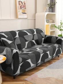 1 pieza Funda de sofá de estiramiento con patrón geométrico, de tela de poliéster de estilo moderno, lavable a máquina, apta para todas las estaciones, no incluye funda de almohada - Multicolor - Ver 4