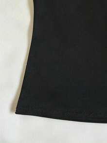 女士夏季字母印花休闲百搭吊带衫 - 黑色 - 查看 4