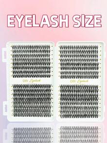 320PCS Large Capacity Lash Book Fluffy C Roll 10-16mm Mixed Length Lash Clusters Natural Appearance Slim, Soft And Lightweight False Eyelashes Easy To Wear Easy To Paste False Eyelash Extension False Eyelash Extension False Eyelash - Black - View 3