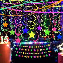 20pcs Reflective Neon Swirl Decorations - Colorful Hanging Tassels, For Ceiling, Glow-In-The-Dark Stars, Suitable For Dark Parties, Birthdays And Events, No Power Needed, Blacklight Neon Decor - Multicolor - View 4