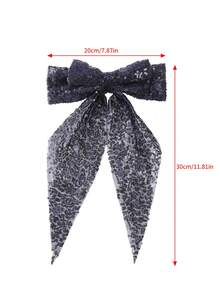 1Pc Sparkling Sequin Ombre Tulle Bow Hair Clips, 3 Styles (Burgundy/Navy/Gold), Party Glitter Hair Accessories, Prom Shining Hairpins - Multicolor - View 3