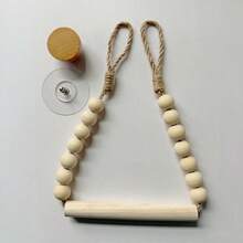 1 Stück Bauernhaus-Stil Papierlose Tuchhalter & Handtuchhalter - Holzfurnier Badezimmer Aufbewahrungsregal, Juteseil & Holzkugel System, rustikales Badezimmer Accessoire (passend für Rollenpapiertücher), Taschentuchbox - Verschiedenfarbig - Übersicht 12