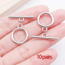 10 Sets Toggle Clasps T-Bar O-Ring Links Closures Round Metal OT Clasp For Jewelry Making Clasps Connectors DIY Crafts Necklace Bracelet - Multicolor - View 8