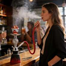 2-Hose Hookah Set - Fashionable Blue Flame Pattern, Includes 2 Hoses, 10 Mouthpieces And Charcoal Tongs. Suitable For Friend Parties, Bars, Etc. - one-size - View 7