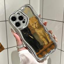 Phone Case: Phone Case Design Suitable for  17 Pro Max, 16, 15, 14, 13, 12, 11, Pro, Plus, E. Features a Cream Texture with a Soft Electroplated Frame. The Case Is Sturdy, Durable, and Drop-resistant, Including a Protective Lens - 和風電気メッキバターシェル 1111-シルバー-ABC769 - チェックする 1