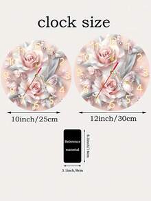 1 Peça Relógio de Parede Decorativo de Madeira Silencioso com Tema Floral, Padrão de Rosa Rosa e Borboleta, Adequado para Sala de Estar, Quarto, Quarto de Menina, Ótimo Presente de Aniversário, Funciona com Pilha (Pilha AA Não Incluída) - Multicolorido - Visão 5