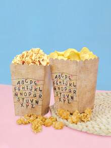 10pcs/30pcs/50pcs Theme Disposable Letter Horror Birthday Paper Popcorn Bucket Box Container Movie Night Party Gift Snack Container Suitable For Movie Night Vintage Cinema Birthday Carnival Circus - Type a - View 1