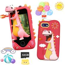 2,8 pulgadas Teléfono inteligente de juguete para niños HD, cámara dual, video selfie, tarjeta de almacenamiento de 32GB, juegos educativos, batería de larga duración, funda protectora con diseño de dinosaurio, mejor regalo para niños y niñas - Multicolor - Ver 3