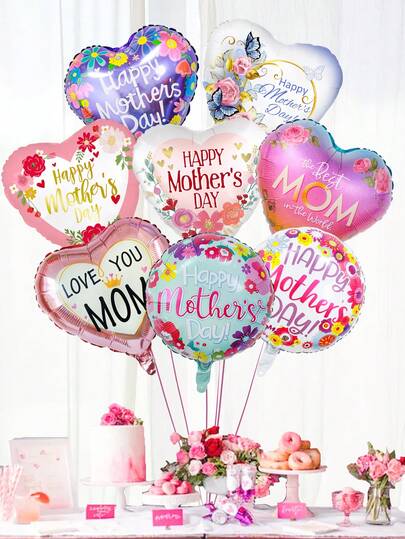 5 piezas de entrega aleatoria de globos de 18 pulgadas para el Día de la Madre, "Te amo", con estampado floral, para decoración de fiesta del Día de la Madre, celebrando el Día de la Madre, regalo para mamá, accesorios de fotografía, decoración de escena del Día de la Madre, decoración interior y exterior, accesorios de fotografía