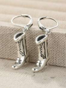 Pendientes de bota de vaquero de cobre vintage hechos a mano, pendientes delicados de bota de vaquero de plata, joyería de estilo suroeste, accesorios de estilo occidental, pendientes de mascota de Navidad, regalo perfecto - Plateado - Ver 4
