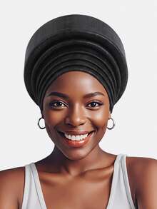 1件装女士金属印花多层海绵头巾，头套，适合日常佩戴，可作睡帽 - 多色 - 查看 10