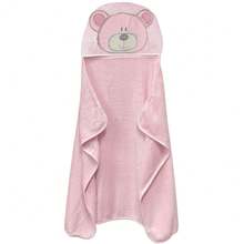 Toalha com Capuz Ursinha Rosa – 70x100cm – Super Macia, Absorção 8x Maior, Secagem Rápida - Rosa Bebê - Visão 6