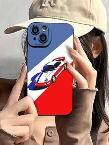 Genial diseño de coche con los colores de la bandera francesa. Esta elegante funda es compatible con Samsung, Apple, VIVO, OPPO, , Transsion, ,  y Honor. Fabricada en silicona TPU, ofrece protección contra golpes y caídas, además de una sensación superior. Es un regalo ideal para familiares, amigos y seres queridos, y una opción perfecta para San Valentín y Año Nuevo. - Negro - Ver 3