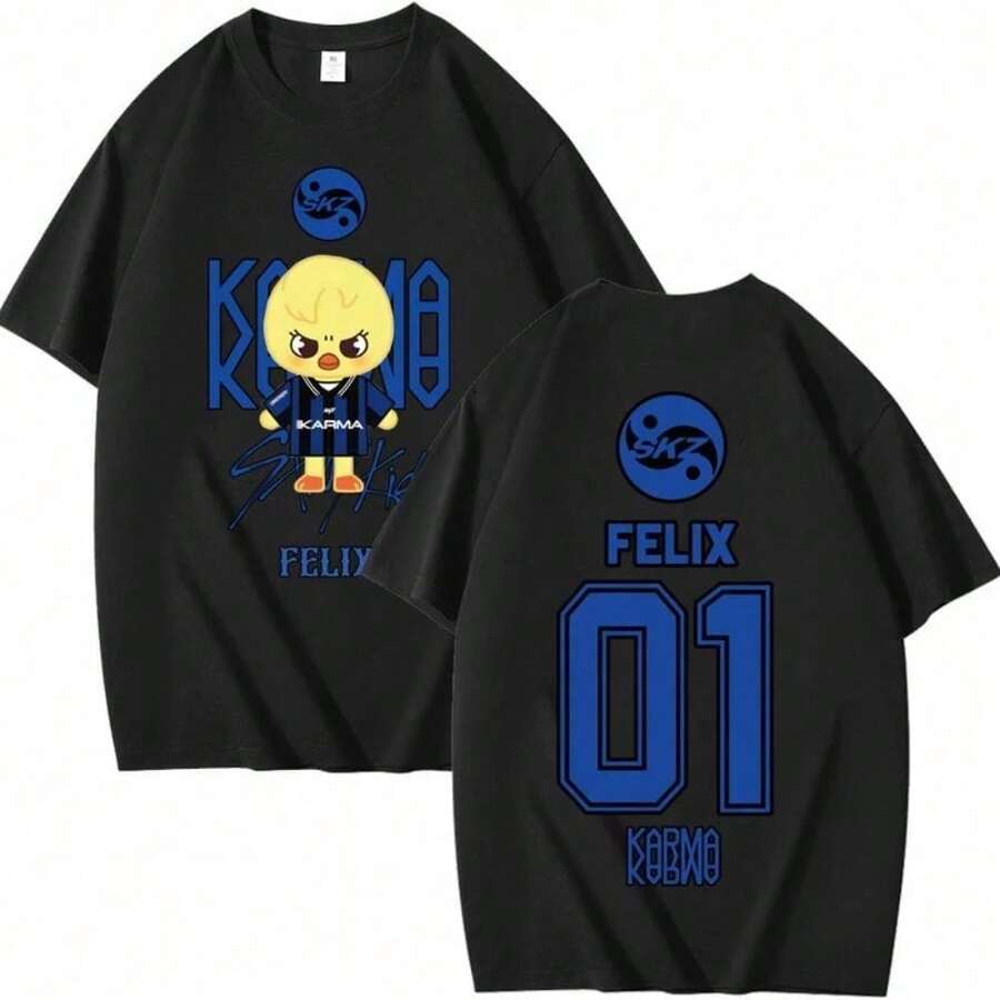 SKZ Merch Cotton-Shirt – Unisex Short Sleeve SKZOO Graphic Tee, Streetwear Outfit STAY Fan Support - màu đen - Xem 1