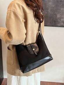 Large Capacity Commuter Tote Bag For Women, New Versatile Retro Fashion One Shoulder Crossbody 3-In-1 Casual Backpack - Black - View 11