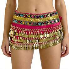 Belly Dance Sequin Fringe Skirt - Multicolor - View 15